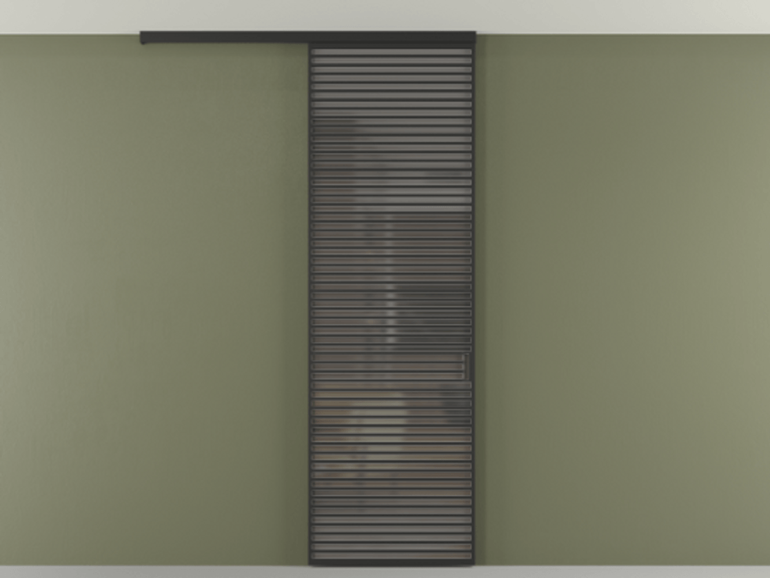 Перегородка Формато вдоль стены на потолок 1 створка АЛПР 040.07 Алюминий Черный Сатинированное серое стекло, триплекс Цена 8870 AZE | Volhovec