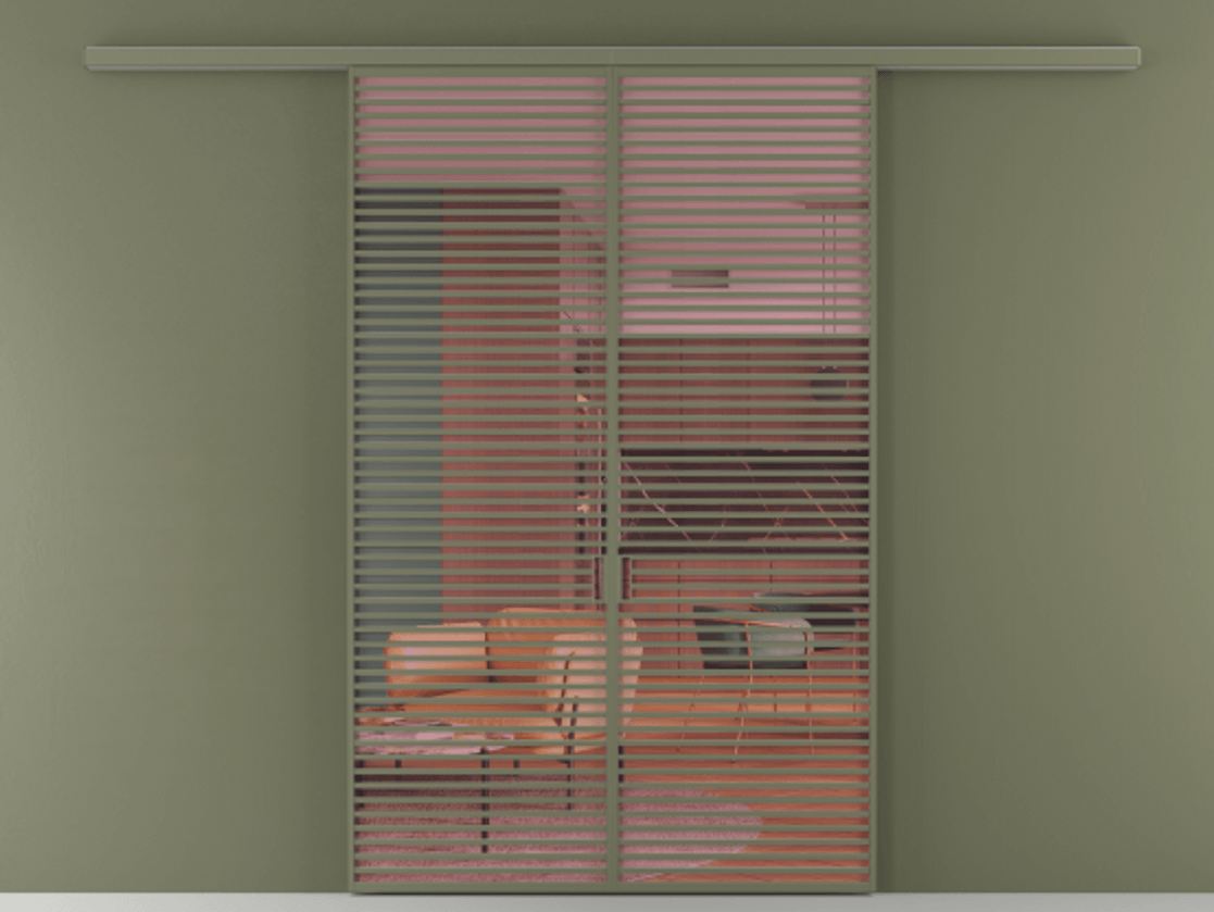 Перегородка Формато вдоль стены 2 створки АЛПР 040.07 Алюминий оливковый тёмный Прозрачное розовое стекло, триплекс Цена 17900 AZE | Volhovec