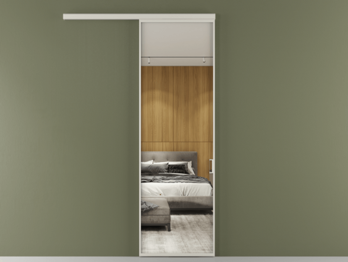 Перегородка Формато вдоль стены 1 створка АЛПР 040.01 Алюминий тёплый серый Двустороннее зеркало, триплекс , триплекс 6 мм Цена 5300 AZE  | Volhovec