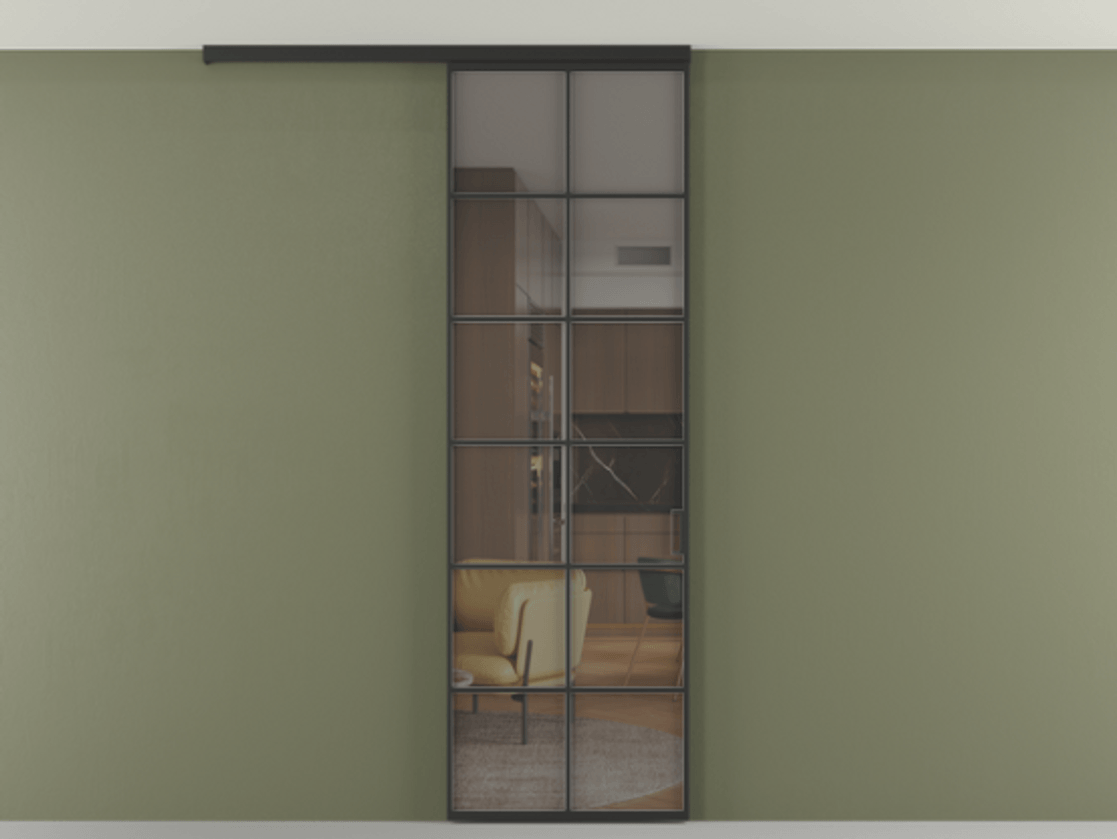 Перегородка Formato вдоль стены на потолок одностворчатая #VENDORCODE# #FURNISH# #GLASS# Цена #PRICE# #CURRENCY# | Volhovec