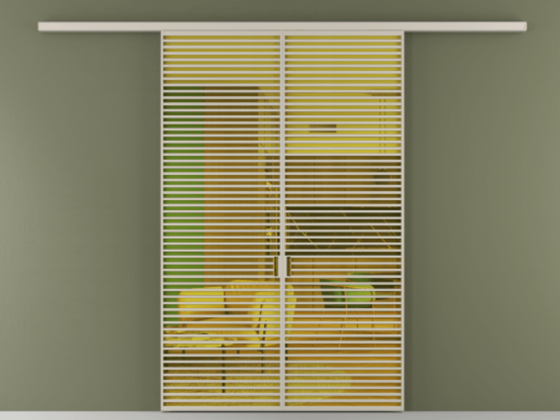 Перегородка Formato вдоль стены 2 створки АЛПР 040.07 Алюминий светло-бежевый Прозрачное жёлтое стекло, триплекс Цена 22400 AZE | Volhovec