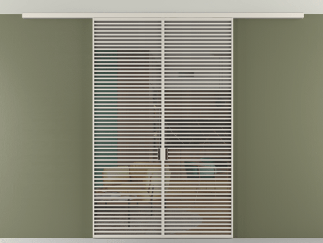 Перегородка Формато вдоль стены на потолок 2 створки АЛПР 040.07 Алюминий облачно-серый Прозрачное серое стекло, триплекс Цена 19150 AZE | Volhovec