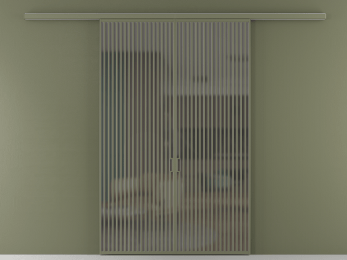 Перегородка Формато вдоль стены 2 створки АЛПР 040.06 Алюминий оливковый тёмный Сатинированное серое стекло, триплекс Цена 17850 AZE | Volhovec