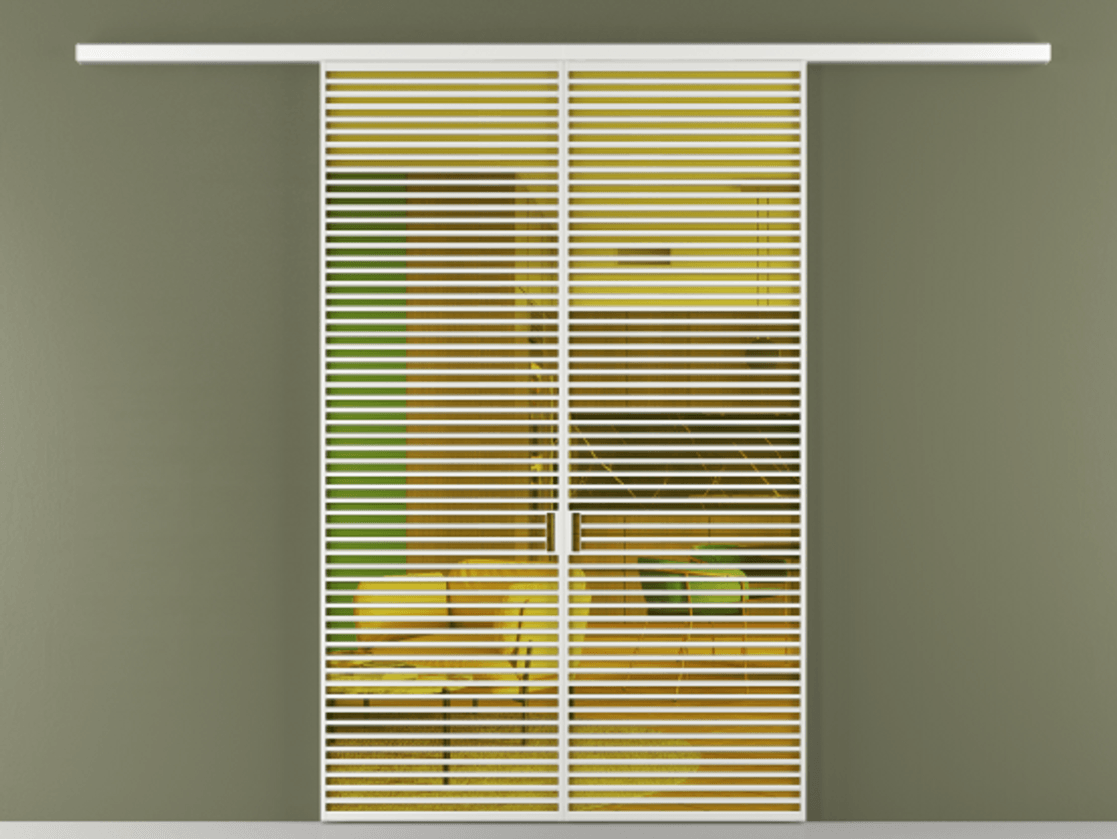 Перегородка Формато вдоль стены 2 створки АЛПР 040.07 Алюминий белоснежный Прозрачное жёлтое стекло, триплекс Цена 17900 AZE | Volhovec