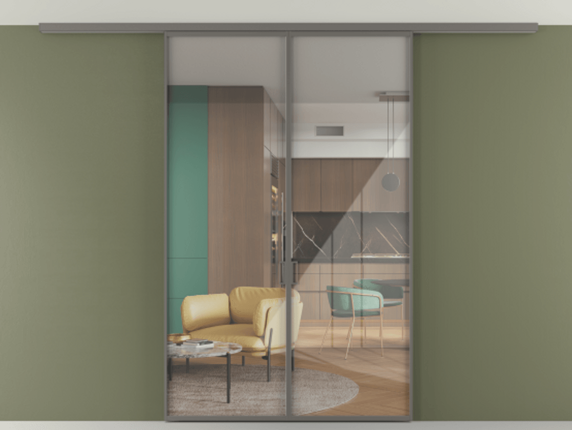 Перегородка Формато вдоль стены на потолок 2 створки АЛПР 040.01 Алюминий классический серый Рефлективное прозрачное стекло "Стопсол", калёное. Цена 10330 AZE 1. Полотно 2 шт. (800/2100 мм)
2. Комплект установки раздвижной системы
3. Базовый комплект фурнитуры
4.Ручка Рондо. Фабрика дверей Волховец 8 (800) 551 43 19 Перегородка Формато вдоль стены на потолок 2 створки АЛПР 040.01 Алюминий классический серый Рефлективное прозрачное стекло "Стопсол", калёное Цена 10330 AZE | Volhovec