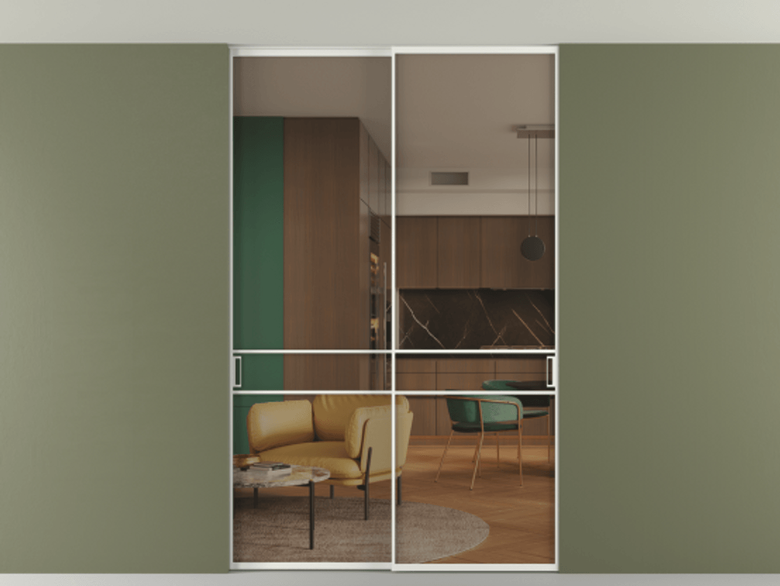 Перегородка Формато внутри проёма скрытое крепление в потолок 2 створки АЛПР 040.02 Алюминий светло-серый Прозрачное бронзовое стекло, триплекс. Цена 12940 AZE 1. Полотно 2 шт. (800/2100 мм)
2. Комплект установки раздвижной системы
3. Базовый комплект фурнитуры
4. Ручка Рондо. Фабрика дверей Волховец 8 (800) 551 43 19 Перегородка Формато внутри проёма скрытое крепление в потолок 2 створки АЛПР 040.02 Алюминий светло-серый Прозрачное бронзовое стекло, триплекс Цена 12940 AZE | Volhovec