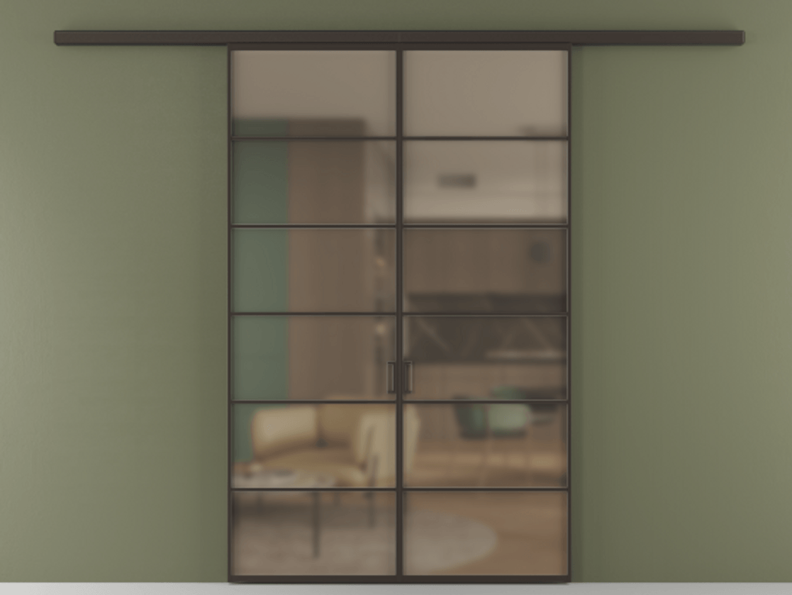 Перегородка Формато вдоль стены 2 створки АЛПР 040.04 Алюминий антрацит Сатинированное бронзовое стекло, триплекс Цена 10800 AZE | Volhovec