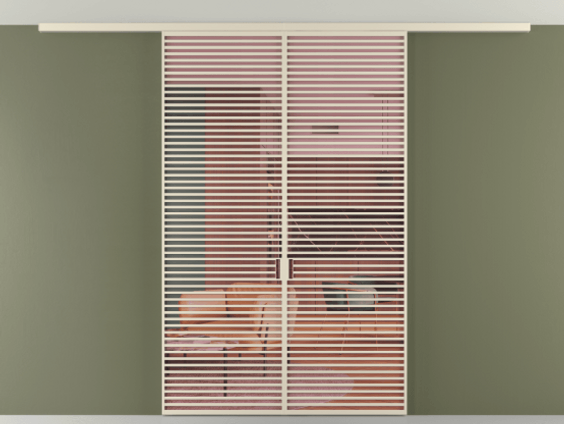 Перегородка Formato вдоль стены на потолок 2 створки АЛПР 040.07 Алюминий бежево-серый Прозрачное розовое стекло, триплекс Цена 23100 AZE | Volhovec