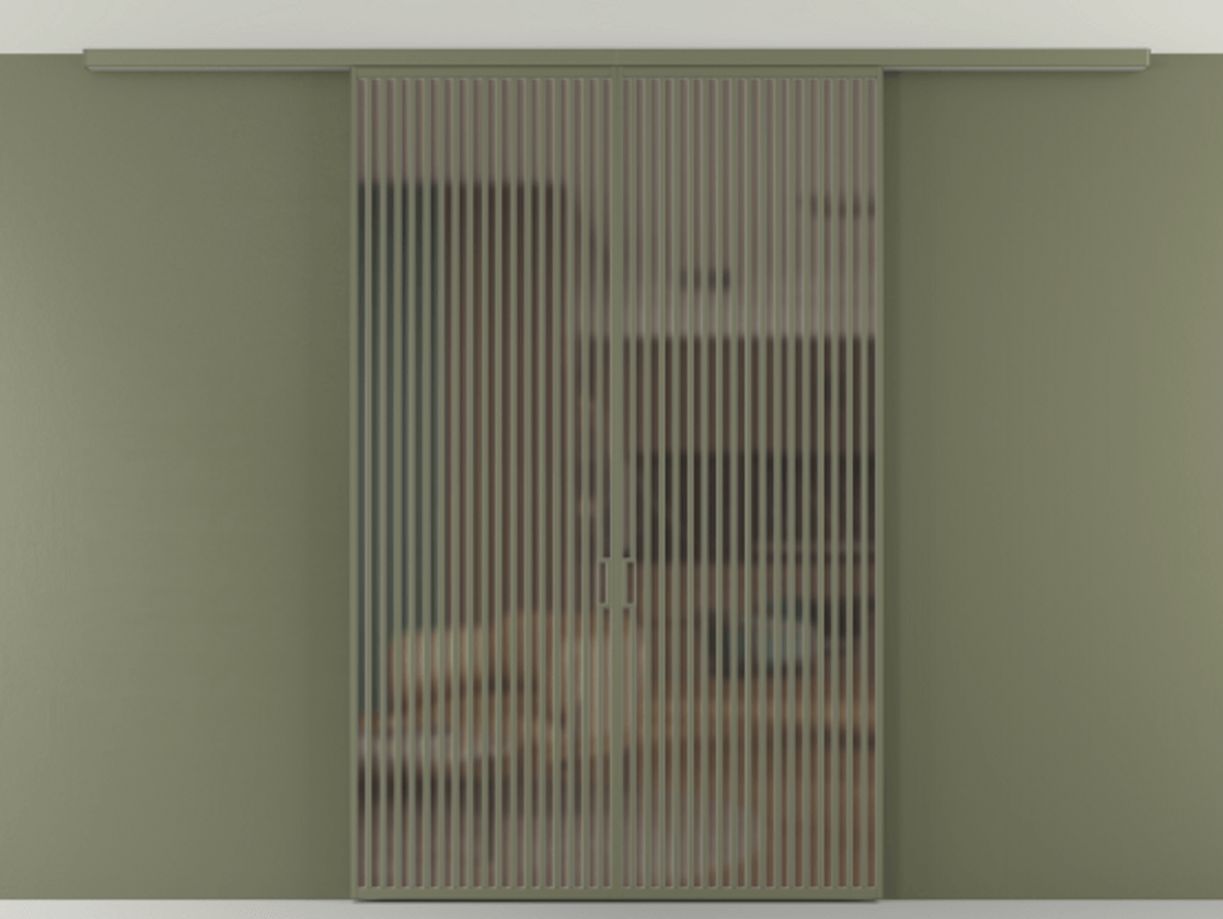 Перегородка Формато вдоль стены на потолок 2 створки АЛПР 040.06 Алюминий оливковый тёмный Сатинированное бронзовое стекло, триплекс Цена 23120 AZE | Volhovec