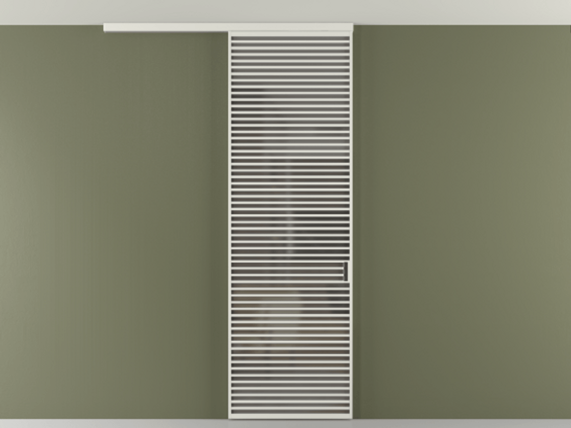 Перегородка Формато вдоль стены на потолок 1 створка АЛПР 040.07 Алюминий серый Сатинированное серое стекло, триплекс Цена 9760 AZE | Volhovec