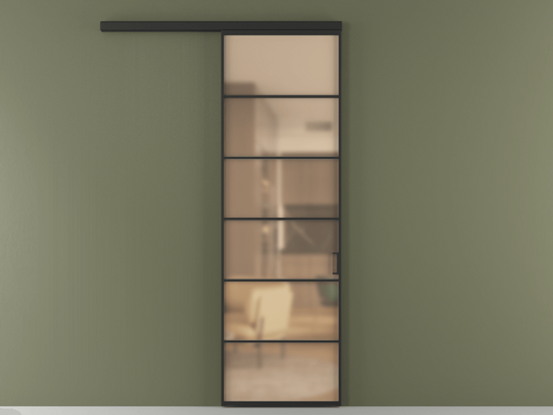 Перегородка Formato вдоль стены 1 створка АЛПР 040.04 Алюминий Черный Сатинированное оранжевое стекло, триплекс Цена 5600 AZE  | Volhovec