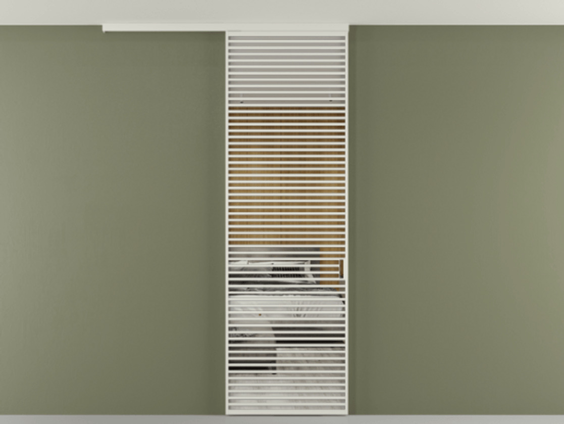 Перегородка Формато вдоль стены на потолок 1 створка АЛПР 040.07 Алюминий Белый Двустороннее зеркало, триплекс , триплекс 6 мм Цена 8870 AZE | Volhovec