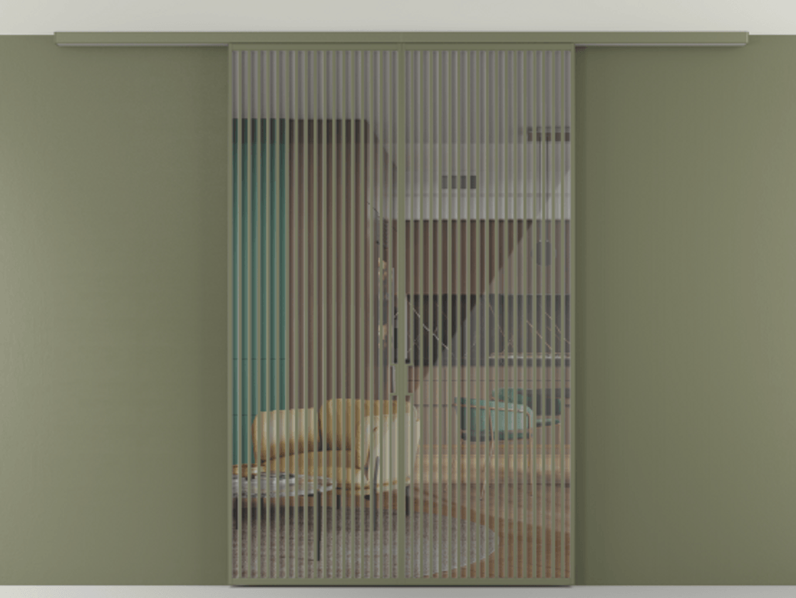 Перегородка Формато вдоль стены на потолок 2 створки АЛПР 040.06 Алюминий оливковый тёмный Рефлективное прозрачное стекло "Стопсол", калёное Цена 19820 AZE | Volhovec