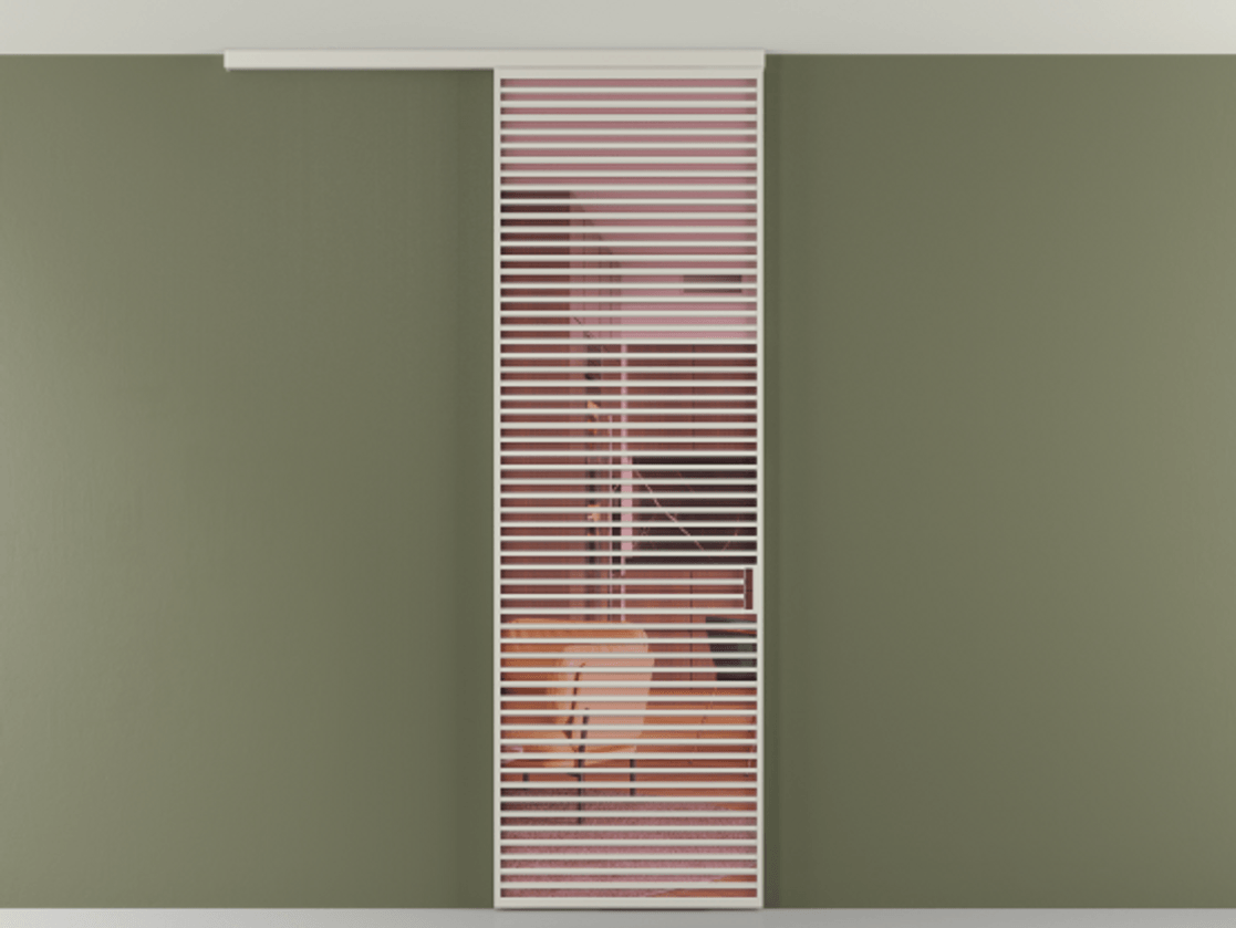 Перегородка Формато вдоль стены на потолок 1 створка АЛПР 040.07 Алюминий тёплый серый Прозрачное розовое стекло, триплекс Цена 9300 AZE | Volhovec