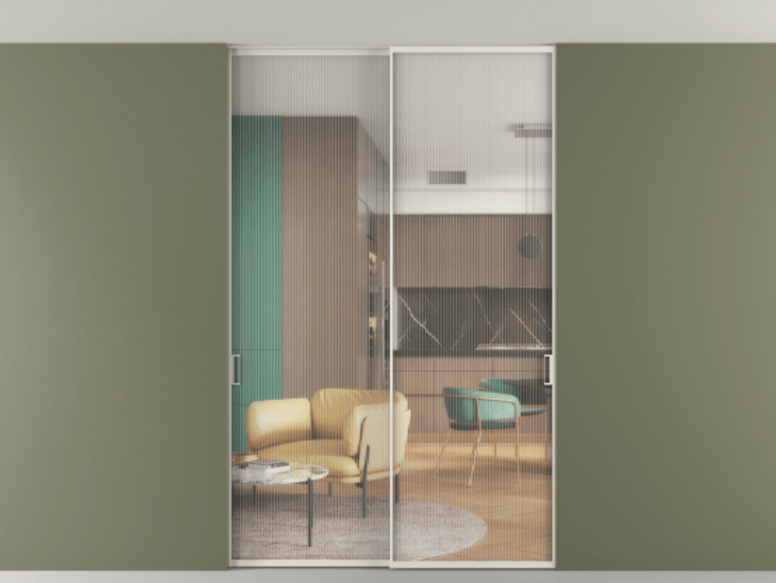 Перегородка Формато внутри проёма скрытое крепление в потолок 2 створки АЛПР 040.01 Алюминий серый Рифлёное стекло "Мору", триплекс. Цена 13100 AZE 1. Полотно 2 шт. (800/2100 мм)
2. Комплект установки раздвижной системы
3. Базовый комплект фурнитуры
4. Ручка Рондо. Фабрика дверей Волховец 8 (800) 551 43 19 Перегородка Формато внутри проёма скрытое крепление в потолок 2 створки АЛПР 040.01 Алюминий серый Рифлёное стекло "Мору", триплекс Цена 13100 AZE | Volhovec