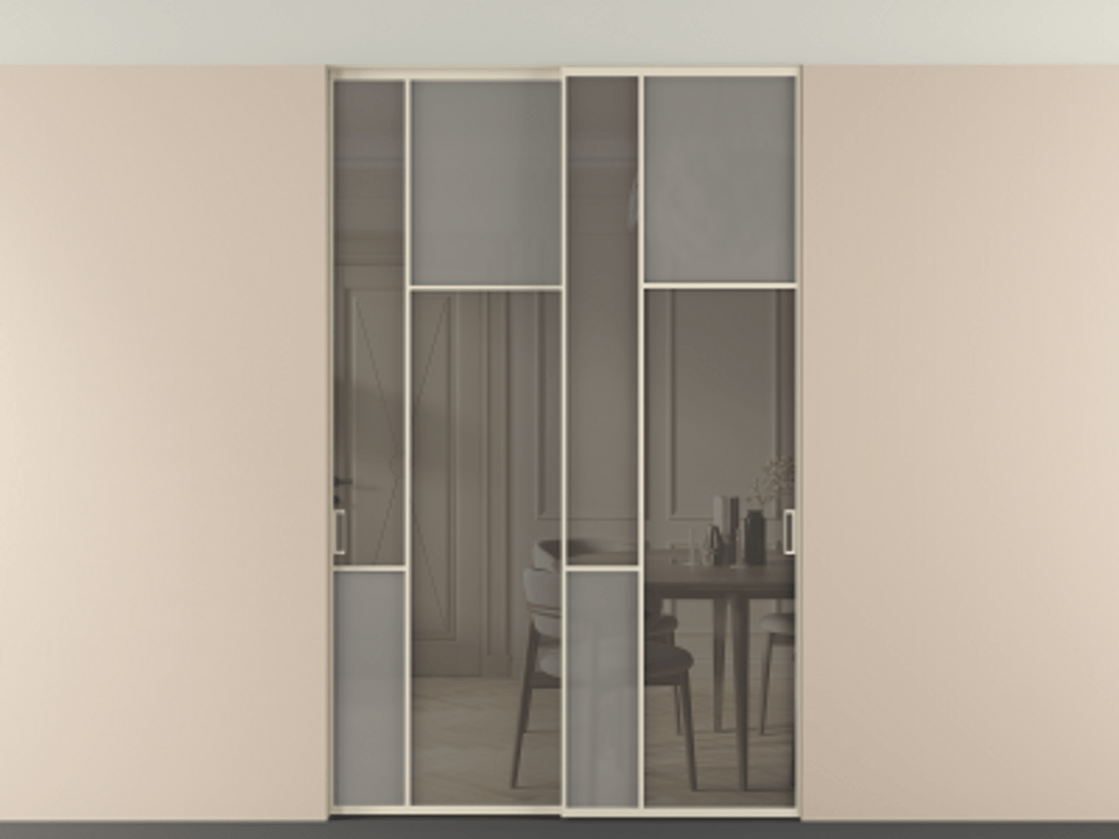 Перегородка Мозаик внутри проёма скрытое крепление в потолок 2 створки АЛПР 041.11 Алюминий бежево-серый Сатинированное серое стекло, триплекс, 6 мм + Прозрачное серое стекло, триплекс. Цена 16920 AZE . Фабрика дверей Волховец 8 (800) 551 43 19 Перегородка Мозаик внутри проёма скрытое крепление в потолок 2 створки АЛПР 041.11 Алюминий бежево-серый Сатинированное серое стекло, триплекс, 6 мм + Прозрачное серое стекло, триплекс Цена 16920 AZE | Volhovec