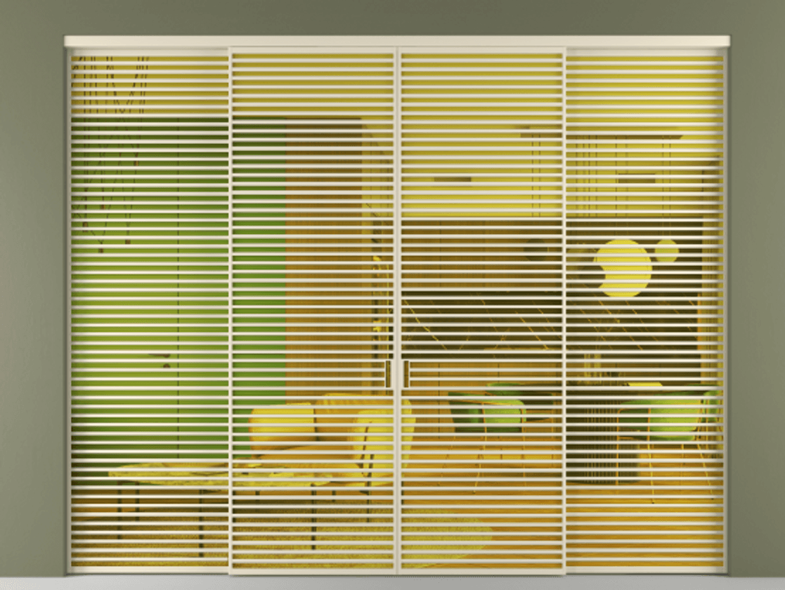 Перегородка Formato внутри проёма 4 створки АЛПР 040.07 Алюминий бежево-серый Прозрачное жёлтое стекло, триплекс Цена 41100 AZE  | Volhovec