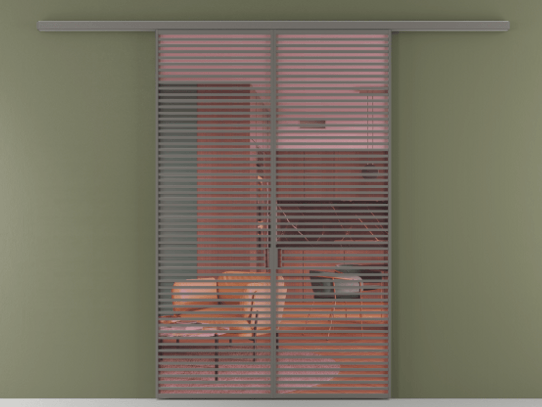 Перегородка Формато вдоль стены 2 створки АЛПР 040.07 Алюминий классический серый Прозрачное розовое стекло, триплекс Цена 17900 AZE | Volhovec