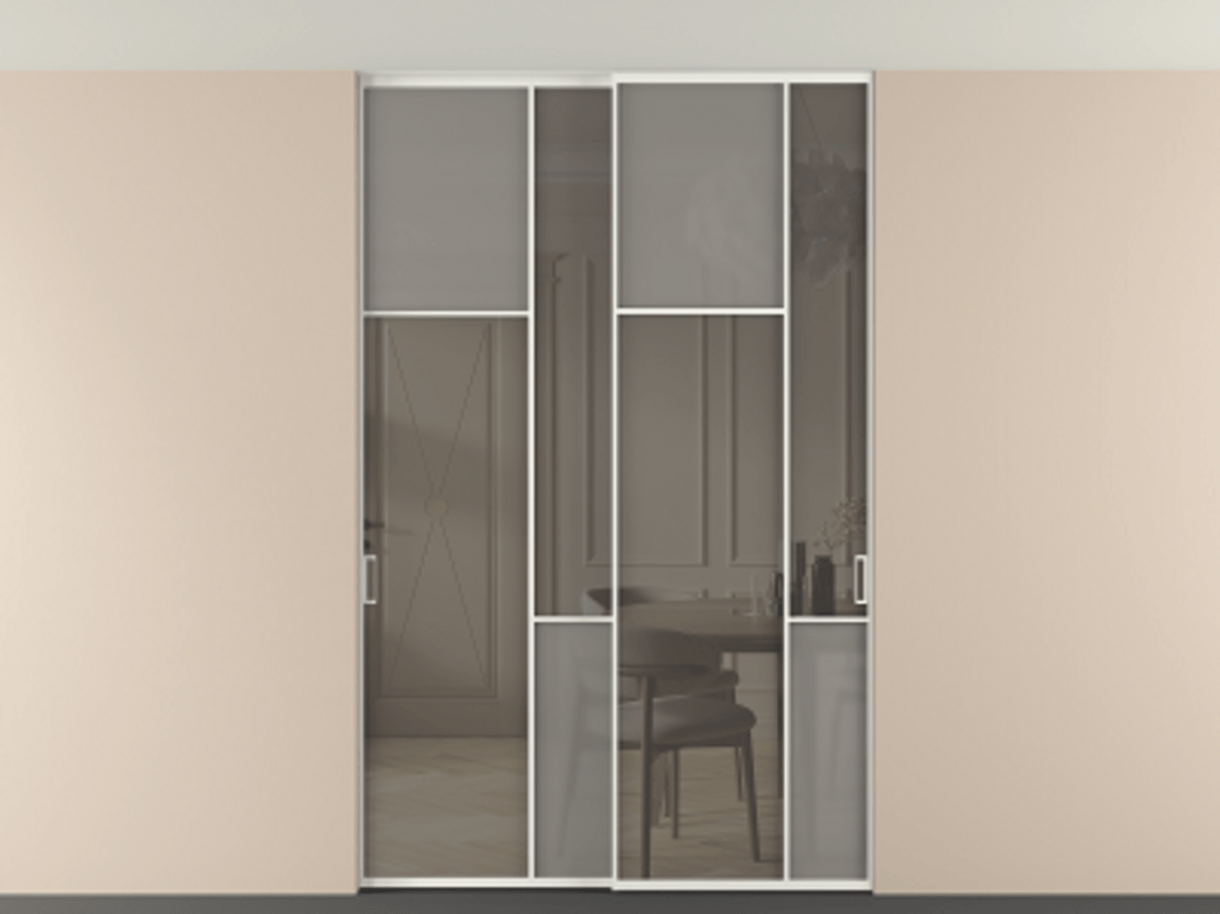 Перегородка Мозаик внутри проёма скрытое крепление в потолок 2 створки АЛПР 041.10 Алюминий светло-серый Сатинированное серое стекло, триплекс, 6 мм + Прозрачное серое стекло, триплекс. Цена 16920 AZE . Фабрика дверей Волховец 8 (800) 551 43 19 Перегородка Мозаик внутри проёма скрытое крепление в потолок 2 створки АЛПР 041.10 Алюминий светло-серый Сатинированное серое стекло, триплекс, 6 мм + Прозрачное серое стекло, триплекс Цена 16920 AZE | Volhovec