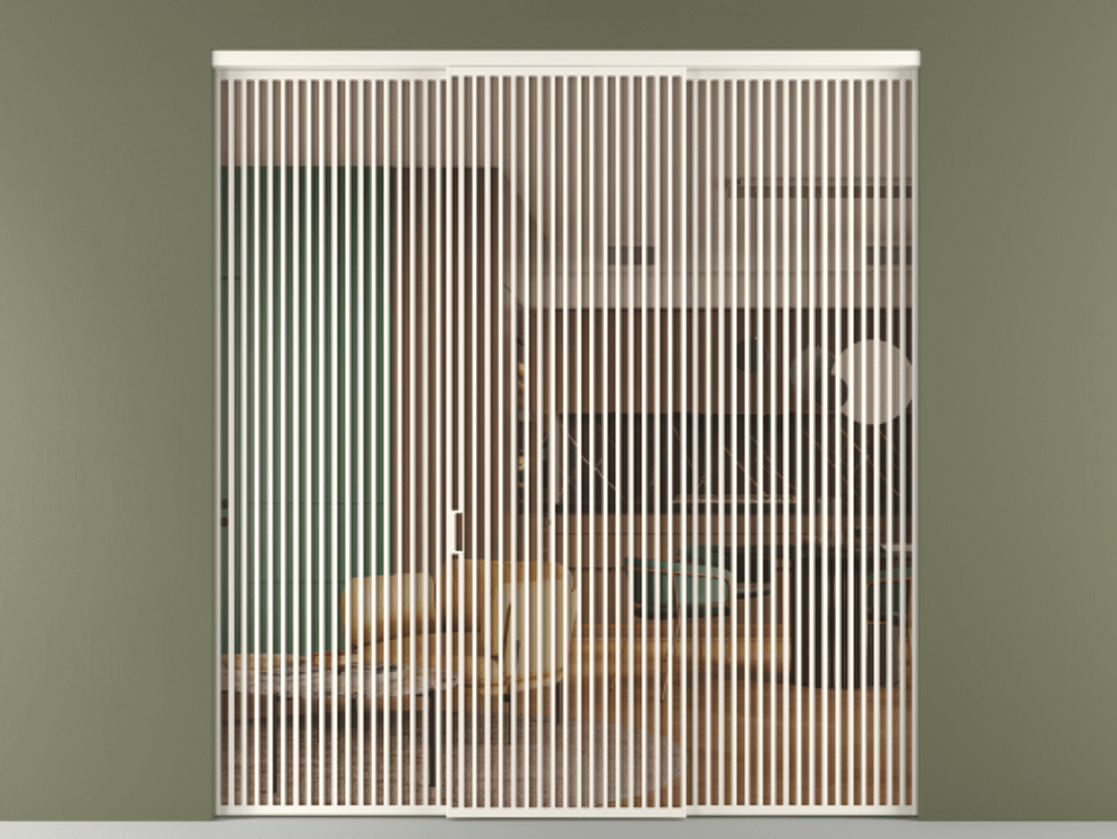 Перегородка Formato внутри проёма 3 створки АЛПР 040.06 Алюминий пудровый белый Прозрачное оранжевое стекло, триплекс Цена 30600 AZE | Volhovec