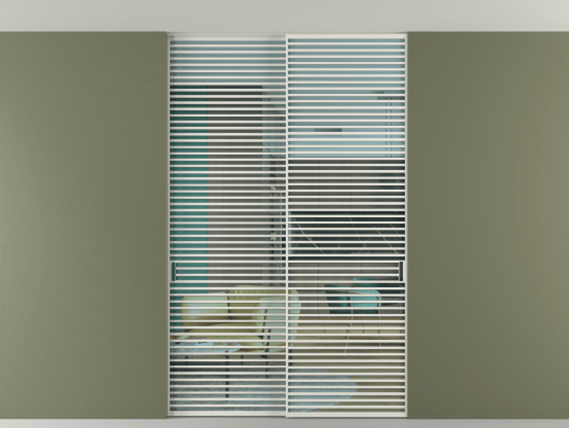 Перегородка Формато внутри проёма скрытое крепление в потолок 2 створки АЛПР 040.07 Алюминий серый Прозрачное голубое стекло, триплекс Цена 21400 AZE | Volhovec