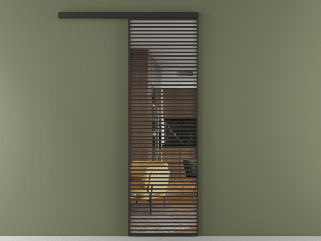 Перегородка Formato вдоль стены одностворчатая АЛПР 040.07 Алюминий Черный Прозрачное стекло "Crystal Vision", калёное, 6 мм Цена 10710 AZE  | Volhovec