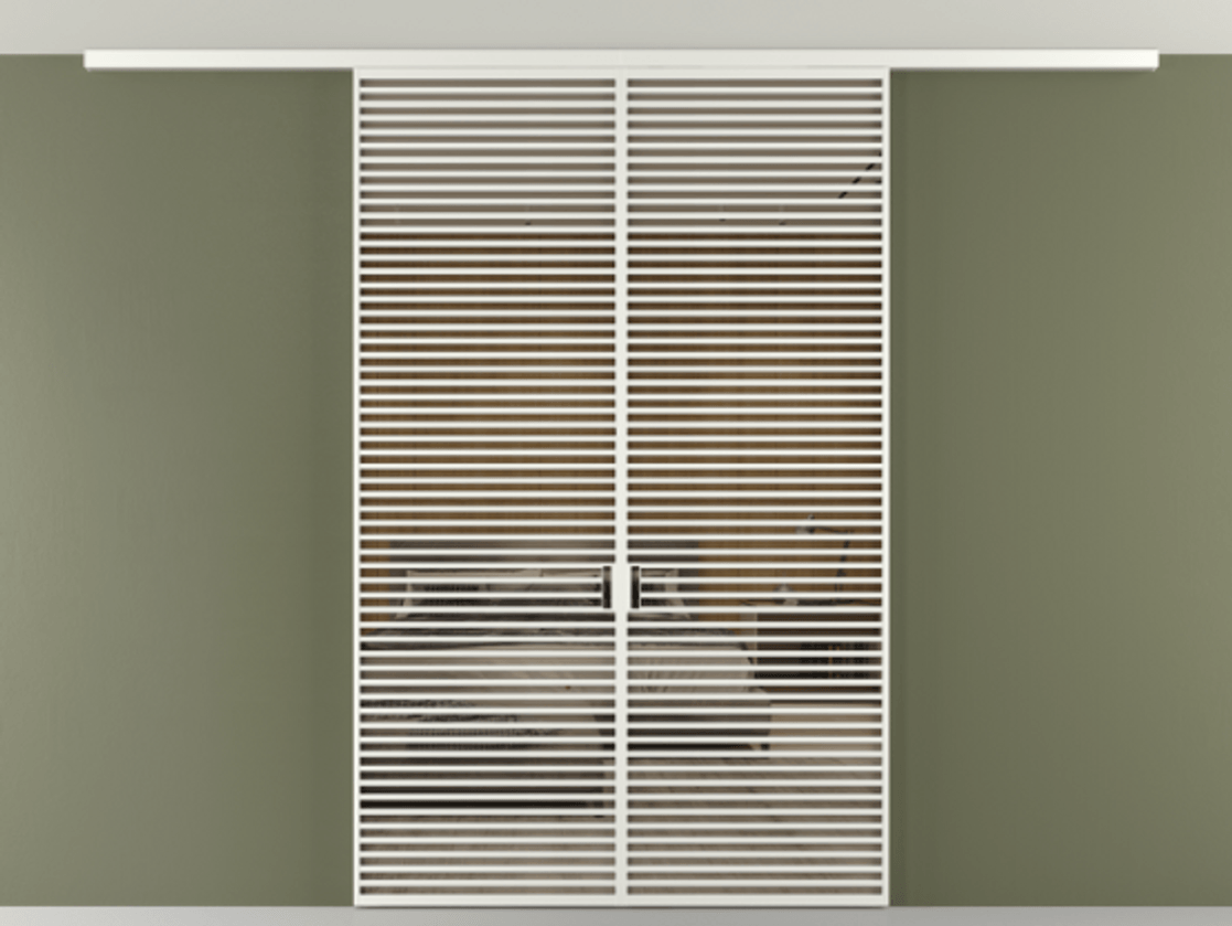 Перегородка Формато вдоль стены на потолок 2 створки АЛПР 040.07 Алюминий светло-серый Рефлективное бронзовое стекло "Стопсол", калёное Цена 23950 AZE | Volhovec