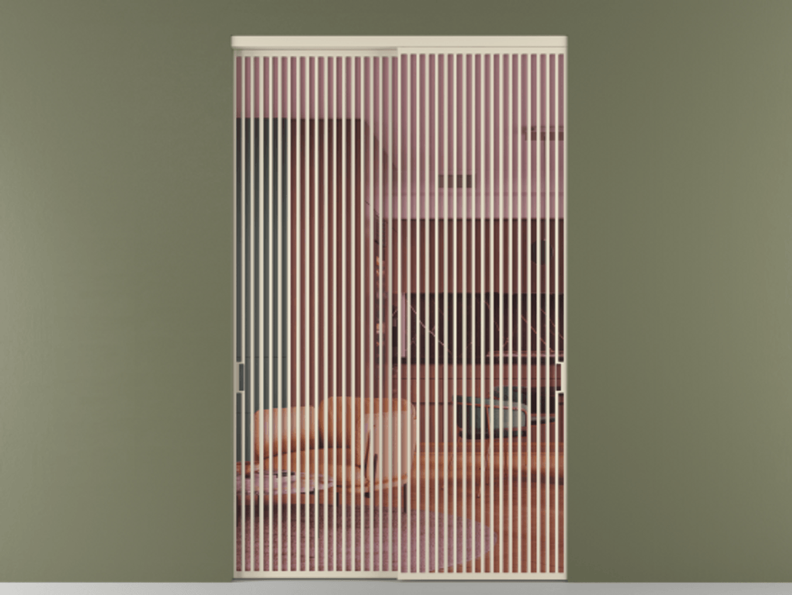 Перегородка Formato внутри проёма 2 створки АЛПР 040.06 Алюминий бежево-серый Прозрачное розовое стекло, триплекс Цена 30700 AZE  | Volhovec