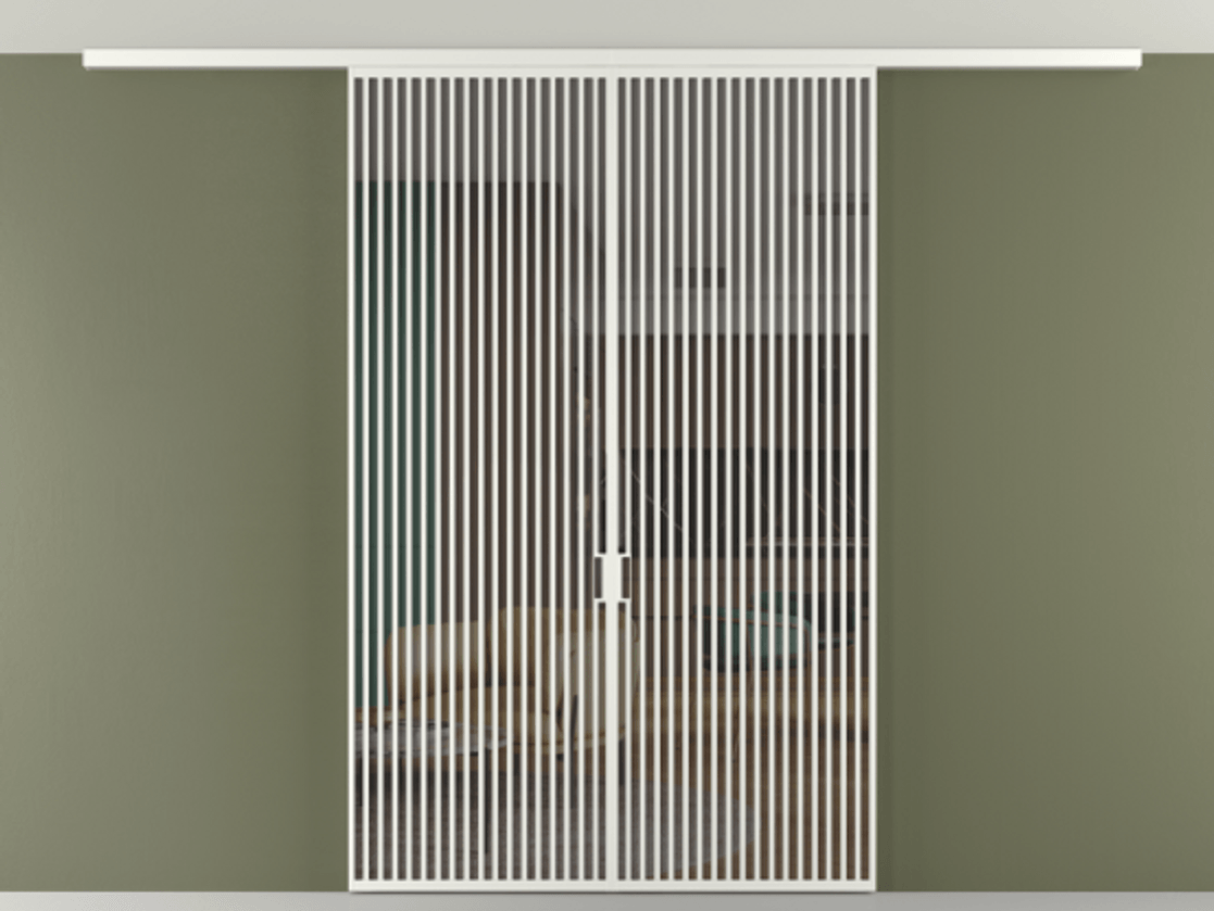 Перегородка Формато вдоль стены на потолок 2 створки АЛПР 040.06 Алюминий светло-серый Прозрачное серое стекло, триплекс Цена 23120 AZE | Volhovec