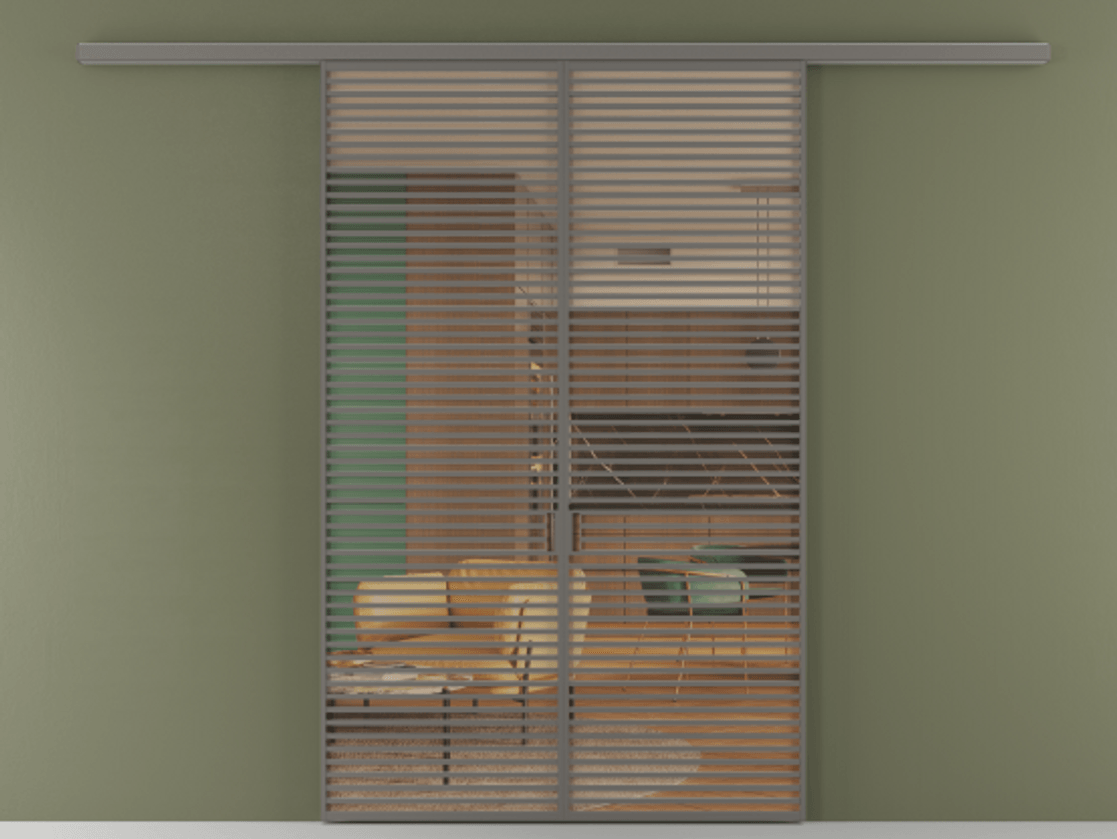 Перегородка Формато вдоль стены 2 створки АЛПР 040.07 Алюминий классический серый Прозрачное оранжевое стекло, триплекс Цена 17900 AZE | Volhovec