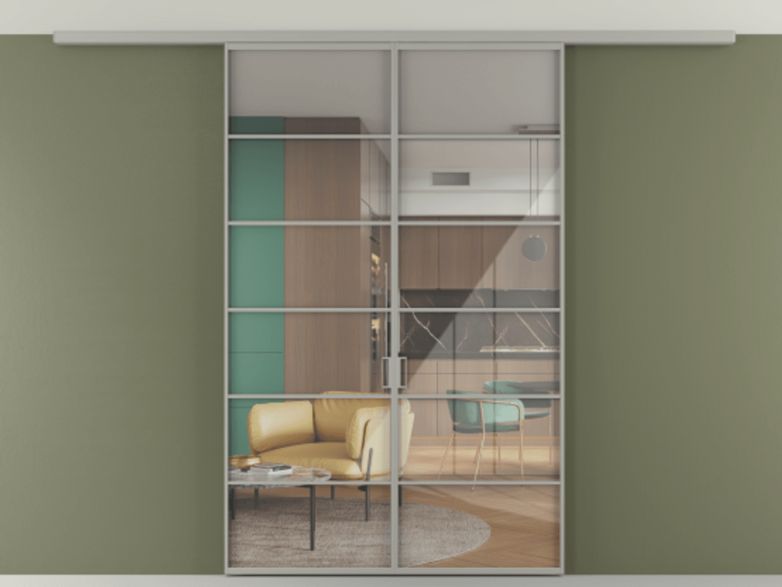 Перегородка Формато вдоль стены на потолок 2 створки АЛПР 040.04 Алюминий нейтральный серый Рефлективное прозрачное стекло "Стопсол", калёное. Цена 11541 AZE 1. Полотно 2 шт. (800/2100 мм)
2. Комплект установки раздвижной системы
3. Базовый комплект фурнитуры
4.Ручка Рондо. Фабрика дверей Волховец 8 (800) 551 43 19 Перегородка Формато вдоль стены на потолок 2 створки АЛПР 040.04 Алюминий нейтральный серый Рефлективное прозрачное стекло "Стопсол", калёное Цена 11541 AZE | Volhovec