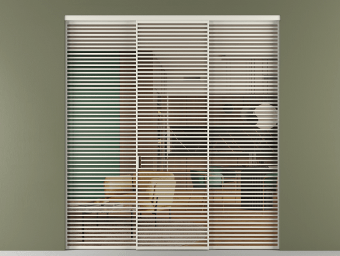 Перегородка Формато внутри проёма 3 створки АЛПР 040.07 Алюминий Белый Прозрачное бронзовое стекло, триплекс Цена 22830 AZE | Volhovec