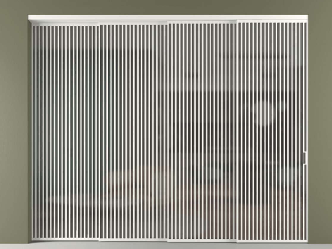 Перегородка Формато внутри проёма 4 створки с синхронным механизмом АЛПР 040.06 Алюминий светло-серый Сатинированное серое стекло, триплекс Цена 40520 AZE | Volhovec