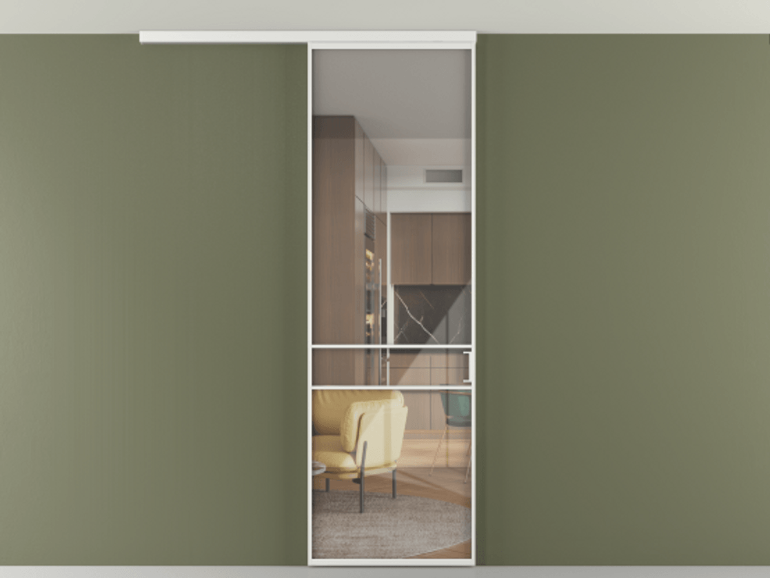 Перегородка Формато вдоль стены на потолок 1 створка АЛПР 040.02 Алюминий белоснежный Рефлективное прозрачное стекло "Стопсол", калёное. Цена 5600 AZE 1. Полотно 2 шт. (800/2100 мм)
2. Комплект установки раздвижной системы
3. Базовый комплект фурнитуры
4.Ручка Рондо. Фабрика дверей Волховец 8 (800) 551 43 19 Перегородка Формато вдоль стены на потолок 1 створка АЛПР 040.02 Алюминий белоснежный Рефлективное прозрачное стекло "Стопсол", калёное Цена 5600 AZE | Volhovec