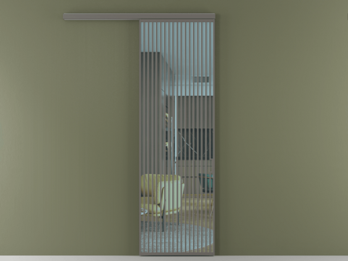 Перегородка Formato вдоль стены 1 створка АЛПР 040.06 Алюминий классический серый Прозрачное голубое стекло, триплекс Цена 9600 AZE  | Volhovec