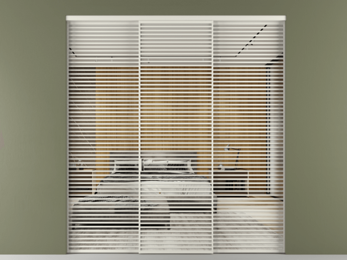 Перегородка Формато внутри проёма 3 створки АЛПР 040.07 Алюминий Белый Двустороннее зеркало, триплекс , триплекс 6 мм Цена 22830 AZE | Volhovec