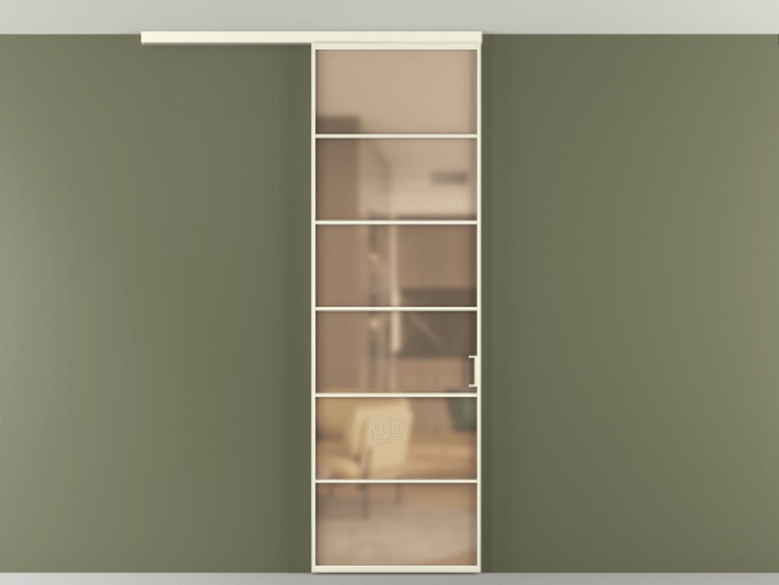 Перегородка Formato вдоль стены на потолок 1 створка АЛПР 040.04 Алюминий молочно-белый Сатинированное оранжевое стекло, триплекс Цена 107852 ₽ | Volhovec