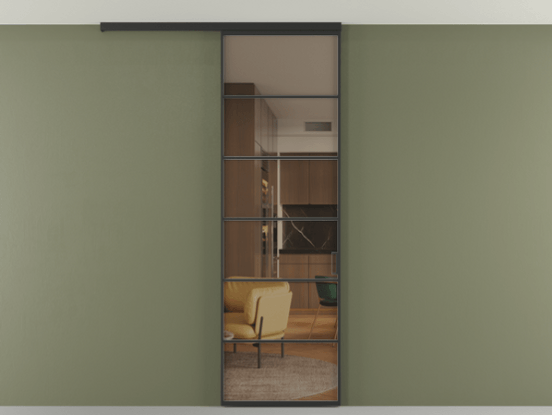Перегородка Formato вдоль стены на потолок одностворчатая #VENDORCODE# #FURNISH# #GLASS# Цена #PRICE# #CURRENCY# | Volhovec