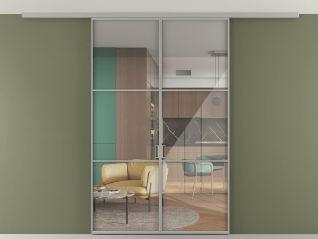 Перегородка Формато вдоль стены на потолок 2 створки АЛПР 040.03 Алюминий нейтральный серый Рефлективное прозрачное стекло "Стопсол", калёное. Цена 10830 AZE 1. Полотно 2 шт. (800/2100 мм)
2. Комплект установки раздвижной системы
3. Базовый комплект фурнитуры
4.Ручка Рондо. Фабрика дверей Волховец 8 (800) 551 43 19 Перегородка Формато вдоль стены на потолок 2 створки АЛПР 040.03 Алюминий нейтральный серый Рефлективное прозрачное стекло "Стопсол", калёное Цена 10830 AZE | Volhovec