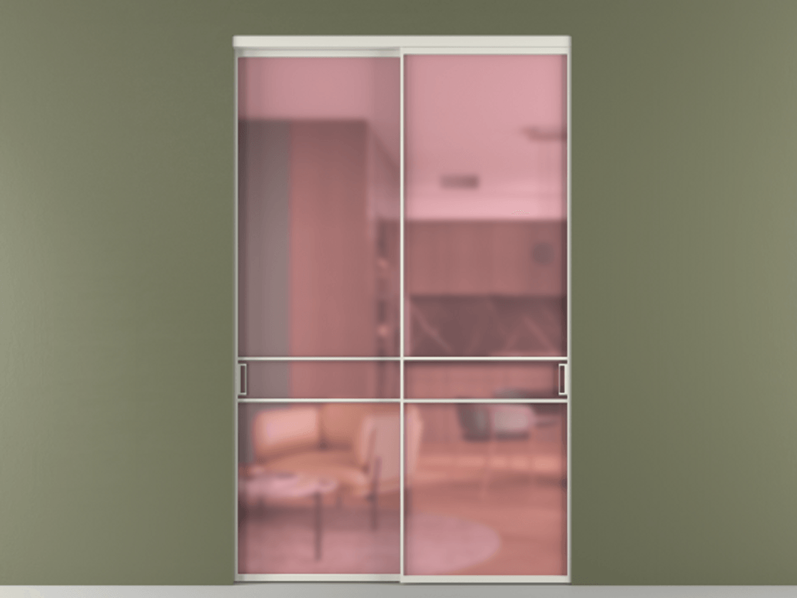 Перегородка Formato внутри проёма 2 створки АЛПР 040.02 Алюминий Белый Сатинированное розовое стекло, триплекс. Скрытый короб БЕЛ Цена 21500 AZE 1. Полотно 2 шт. (800/2100 мм)
2. Комплект установки раздвижной системы
3. Базовый комплект фурнитуры
4.Ручка RONDO. Фабрика дверей Волховец 8 (800) 551 43 19 Перегородка Formato внутри проёма 2 створки АЛПР 040.02 Алюминий Белый Сатинированное розовое стекло, триплекс Цена 21500 AZE | Volhovec