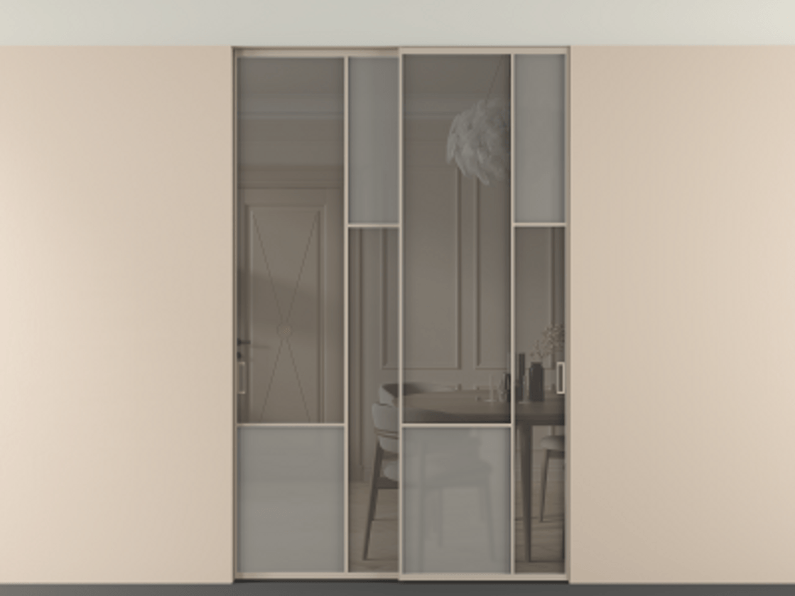 Перегородка Мозаик внутри проёма скрытое крепление в потолок 2 створки АЛПР 041.12 Алюминий бисквитный Сатинированное серое стекло, триплекс, 6 мм + Прозрачное серое стекло, триплекс. Цена 16920 AZE . Фабрика дверей Волховец 8 (800) 551 43 19 Перегородка Мозаик внутри проёма скрытое крепление в потолок 2 створки АЛПР 041.12 Алюминий бисквитный Сатинированное серое стекло, триплекс, 6 мм + Прозрачное серое стекло, триплекс Цена 16920 AZE | Volhovec