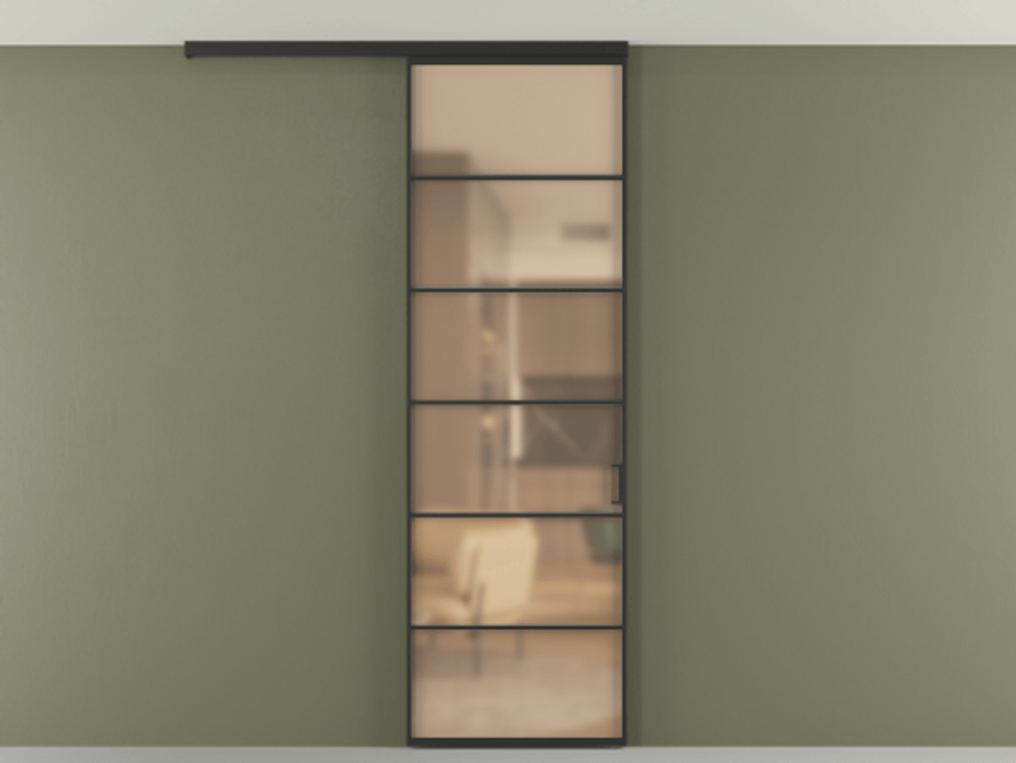 Перегородка Формато вдоль стены на потолок 1 створка АЛПР 040.04 Алюминий Черный Сатинированное оранжевое стекло, триплекс Цена 5200 AZE | Volhovec