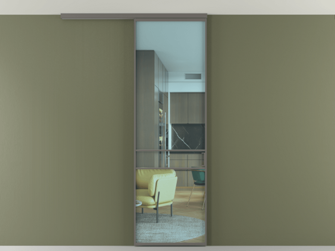 Перегородка Formato вдоль стены на потолок одностворчатая #VENDORCODE# #FURNISH# #GLASS# Цена #PRICE# #CURRENCY# | Volhovec