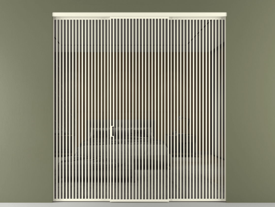 Перегородка Формато внутри проёма 3 створки АЛПР 040.06 Алюминий молочно-белый Рефлективное серое стекло "Стопсол", калёное Цена 31880 AZE | Volhovec