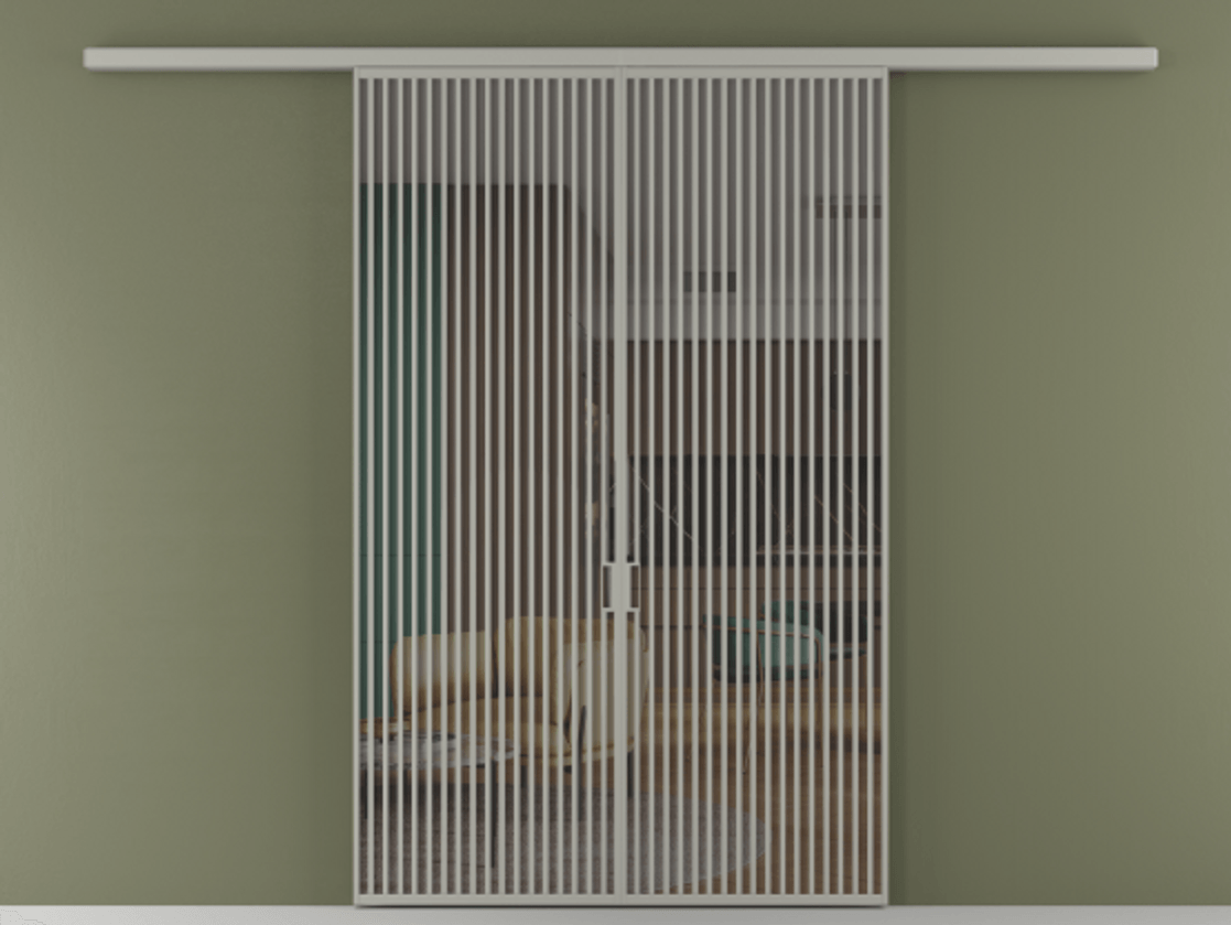 Перегородка Formato вдоль стены 2 створки АЛПР 040.06 Алюминий нейтральный серый Прозрачное серое стекло, триплекс Цена 22360 AZE | Volhovec