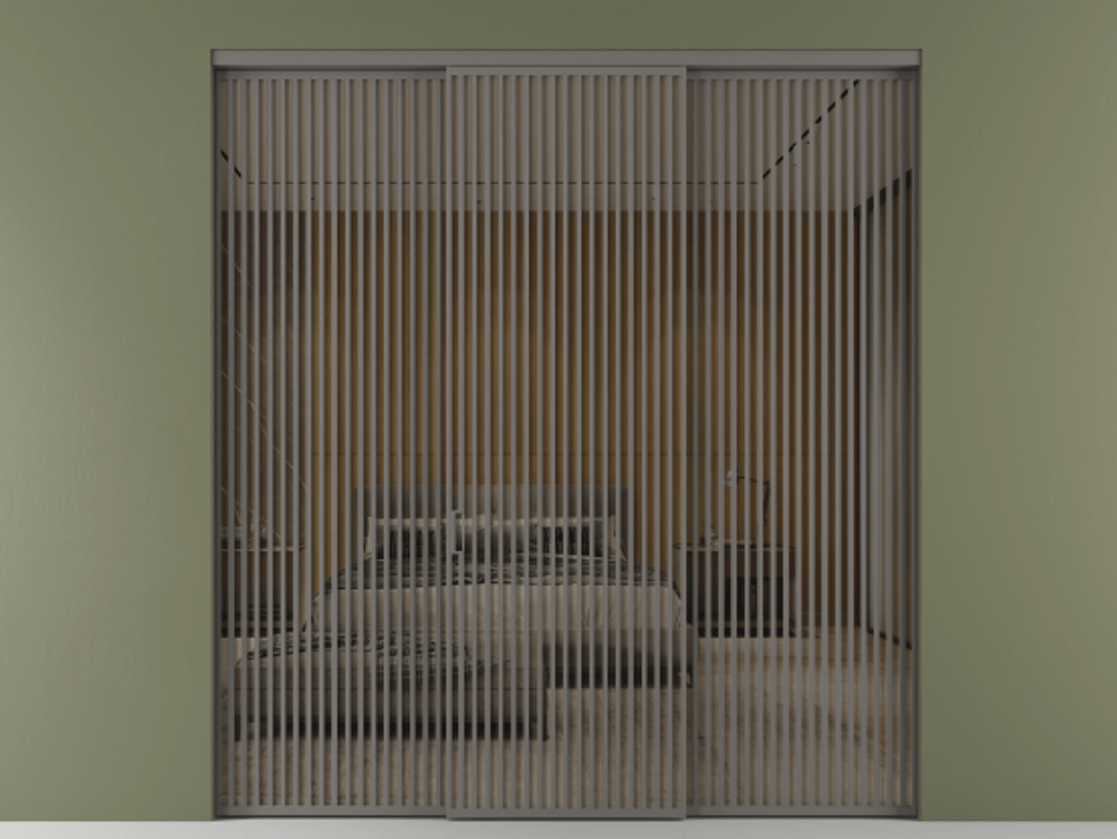 Перегородка Формато внутри проёма 3 створки АЛПР 040.06 Алюминий классический серый Рефлективное бронзовое стекло "Стопсол", калёное Цена 31880 AZE | Volhovec