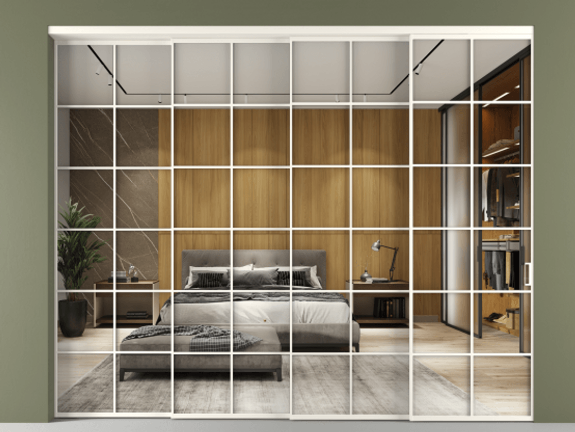 Перегородка Формато внутри проёма 4 створки с синхронным механизмом АЛПР 040.05 Алюминий пудровый белый Двустороннее зеркало, триплекс , триплекс 6 мм. Цена 25470 AZE 1. Полотно 4 шт. (800/2100 мм)
2. Комплект установки раздвижной системы
3. Базовый комплект фурнитуры
4. Комплект фурнитуры телескопик синхро-3
5. Ручка Рондо. Фабрика дверей Волховец 8 (800) 551 43 19 Перегородка Формато внутри проёма 4 створки с синхронным механизмом АЛПР 040.05 Алюминий пудровый белый Двустороннее зеркало, триплекс , триплекс 6 мм Цена 25470 AZE | Volhovec