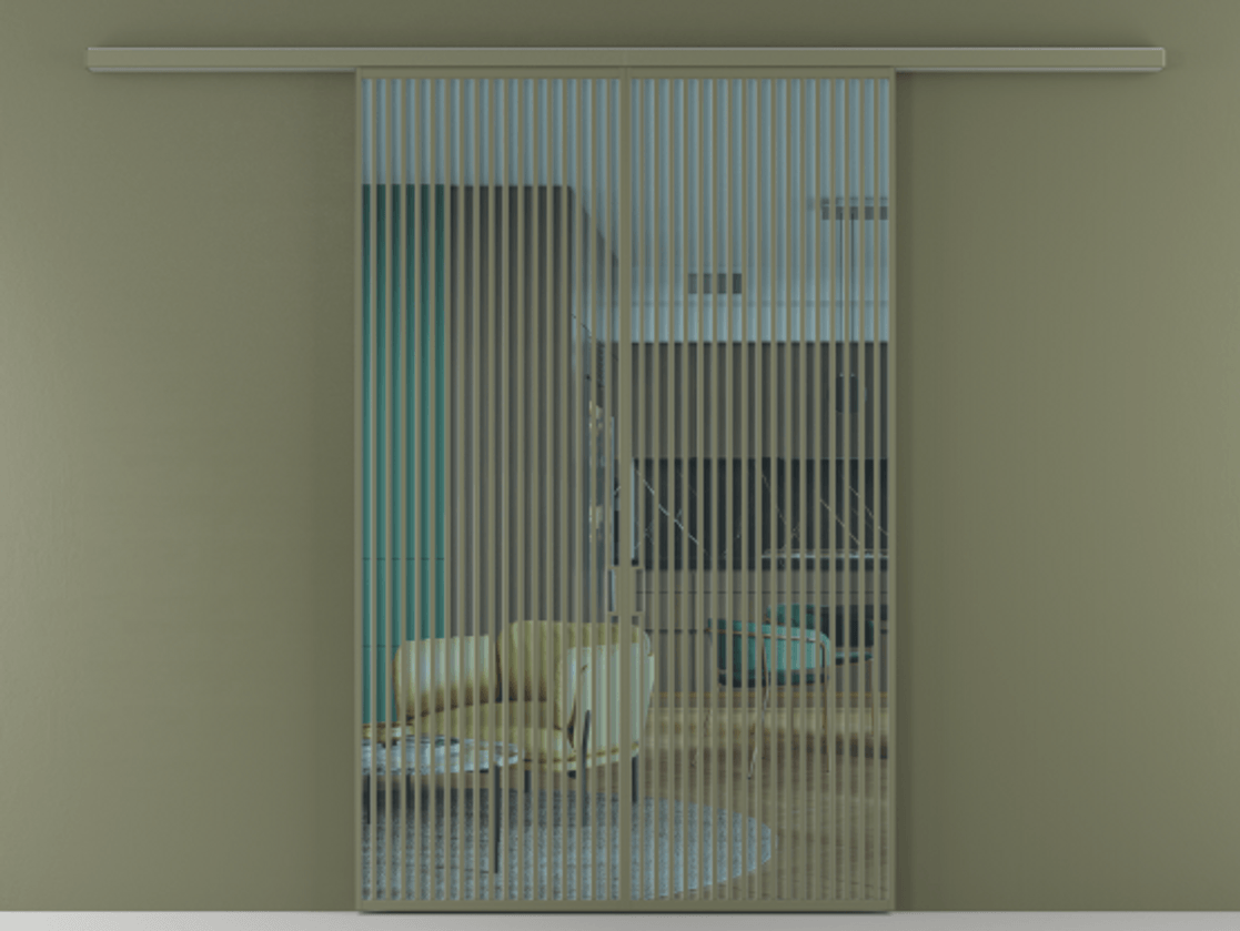 Перегородка Formato вдоль стены 2 створки АЛПР 040.06 Алюминий оливковый тёмный Прозрачное голубое стекло, триплекс Цена 18800 AZE | Volhovec