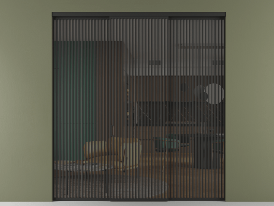 Перегородка Формато внутри проёма 3 створки АЛПР 040.06 Алюминий Черный Прозрачное серое стекло, триплекс Цена 22830 AZE | Volhovec