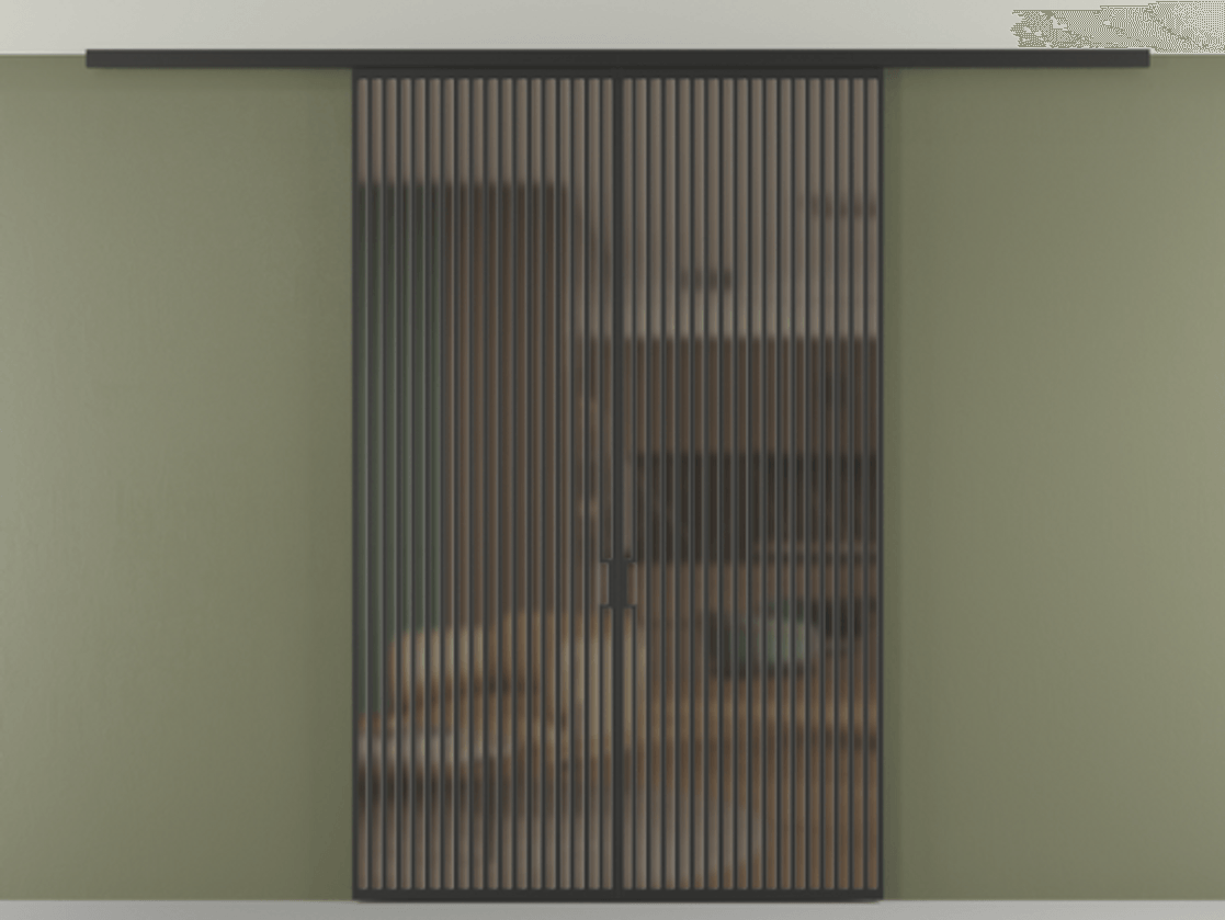 Перегородка Формато вдоль стены на потолок 2 створки АЛПР 040.06 Алюминий Черный Сатинированное бронзовое стекло, триплекс Цена 22110 AZE | Volhovec